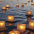 Floating Lanterns at Sunset